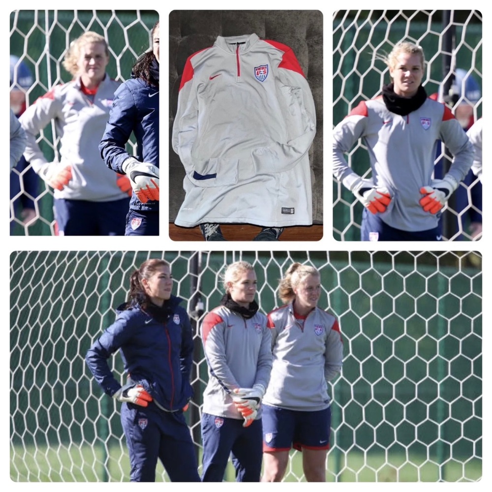 NIKE USA WOMENS SOCCER NATIONAL 14/15 PLAYER ISSUE TRAINING MIDLAYER PULLOVER L